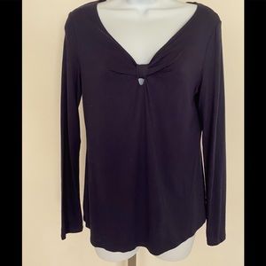 NWOT, Carmen Black Top with Knot Detail